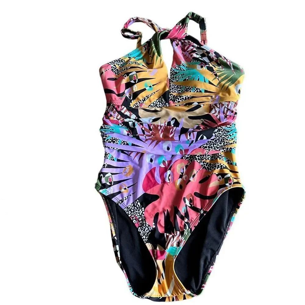 Bleu Rod Beattie One Piece Swimsuit Lets Get Loud Print size 6 NEW